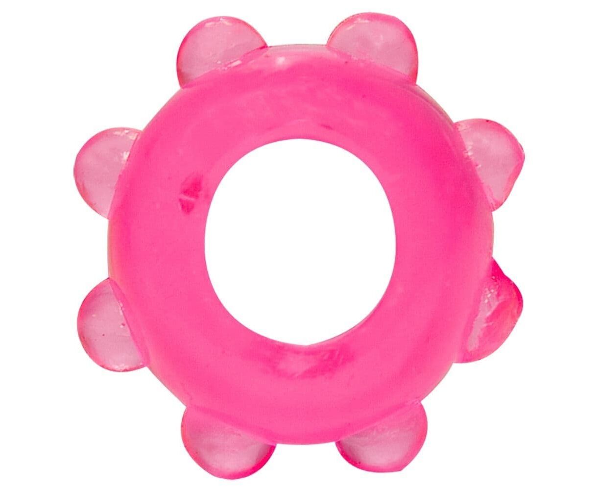 Розовое эрекционное кольцо с шишечками, фото 
