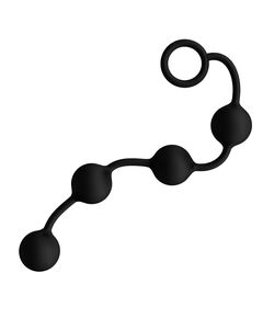 Большая черная анальная цепочка из 4 шариков - 49 см., фото 