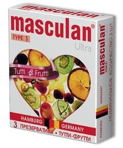 Жёлтые презервативы Masculan Ultra Tutti-Frutti с фруктовым ароматом - 3 шт., Объем: 3 шт. , Цвет: желтый, фото 