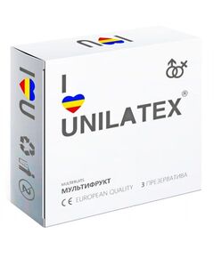 Разноцветные ароматизированные презервативы Unilatex Multifruits - 3 шт., Объем: 3 шт., Цвет: разноцветный, фото 