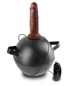 Мини-мяч с фаллической насадкой коричневого цвета и вибрацией Vibrating Mini Sex Ball with 7" Dildo - 17,7 см., Цвет: коричневый, фото 