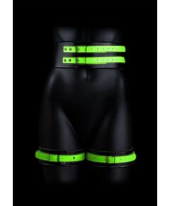 Набор для бондажа Thigh Cuffs with Belt and Handcuffs, Цвет: черный с зеленым, Размер: S-M, фото 