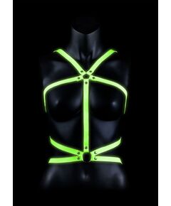 Портупея Body Harness с неоновым эффектом, Цвет: зеленый с черным, Размер: S-M, фото 