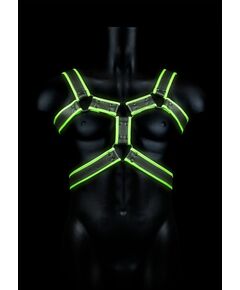 Стильная портупея Body Harness с неоновым эффектом, Цвет: черный с зеленым, Размер: S-M, фото 