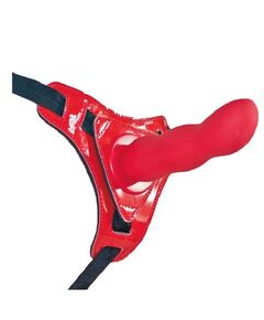 Женский страпон Erokay красного цвета - 14 см., Цвет: красный с черным, фото 