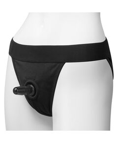 Трусики с плугом Vac-U-Lock Panty Harness with Plug Full Back - L/XL, Цвет: черный, Размер: L-XL, фото 