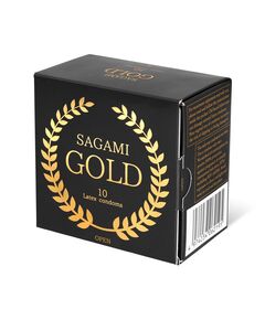 Золотистые презервативы Sagami Gold - 10 шт., фото 