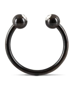 Черное металлическое кольцо под головку со стразами Glans Ring, фото 