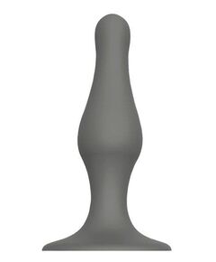 Серый удлиненный анальный стимулятор PLUG WITH SUCTION CUP - 15,6 см., фото 