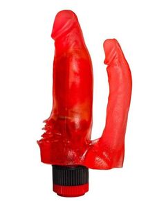 Красный анально-вагинальный вибратор №11 - 15,5 см., фото 