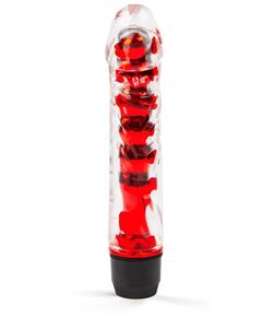 Красный гелевый вибратор - 15 см., фото 