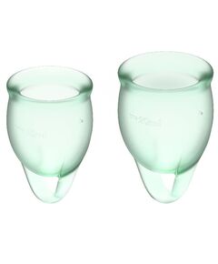 Набор менструальных чаш Satisfyer Feel confident Menstrual Cup, Цвет: зеленый, фото 