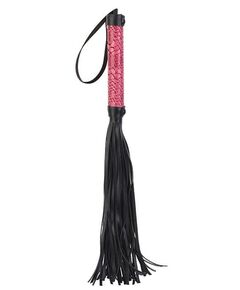 Черная мини-плеть WHIP с розовой ручкой - 39 см., фото 