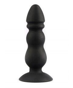 Черный конический анальный виброплаг - 11,3 см., фото 