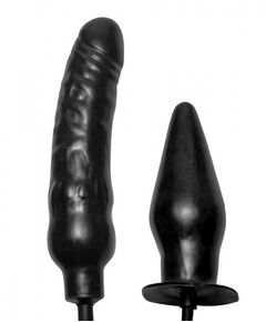 Пробка и фаллос с функцией расширения Deuce Double Penetration Inflatable Dildo and Anal Plug, фото 