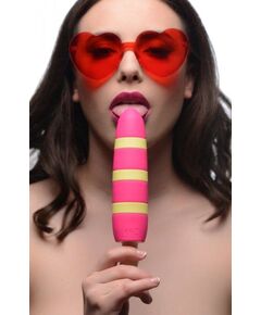 Розовый вибростимулятор-эскимо 10X Popsicle Vibrator - 21,6 см., Цвет: ярко-розовый, фото 
