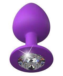 Фиолетовая анальная пробка со стразом Her Little Gem Large Plug - 9,5 см., фото 