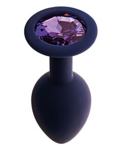 Черничная анальная пробка с фиолетовым кристаллом Gamma L - 9,4 см., фото 