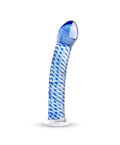 Голубой стеклянный фаллоимитатор Glass Dildo No.5 - 18 см., фото 