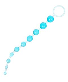 Голубая анальная цепочка с кольцом - 30 см., фото 