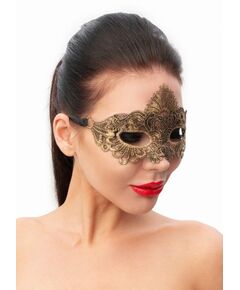 Золотистая женская карнавальная маска, Цвет: золотистый, фото 