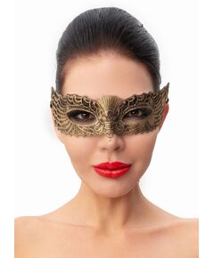 Пикантная золотистая женская карнавальная маска, Цвет: золотистый, фото 