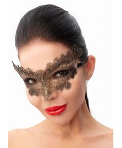 Изысканная золотистая женская карнавальная маска, Цвет: золотистый, фото 