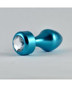 Алюминиевая втулка с прозрачным кристаллом - 8,1 см., Длина: 8.10, Цвет: голубой, Дополнительный цвет: Прозрачный, фото 