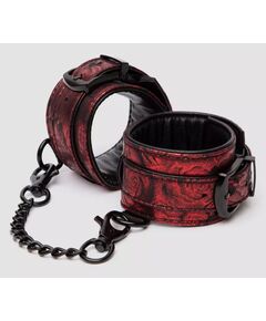 Красно-черные наручники Reversible Faux Leather Wrist Cuffs, фото 