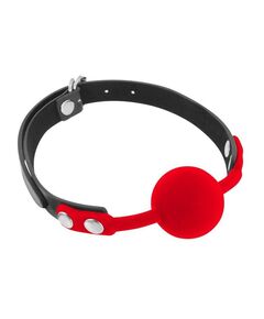 Силиконовый кляп-шарик на ремешках, Цвет: красный с черным, фото 