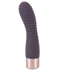 Фиолетовый вибратор с ребрышками Elegant Flexy Vibe - 15 см., фото 