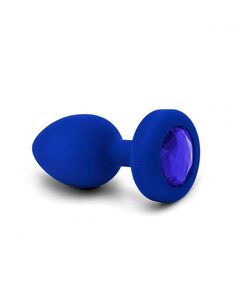 Синяя вибропробка Vibrating Jewel Plug L/XL - 11 см., фото 