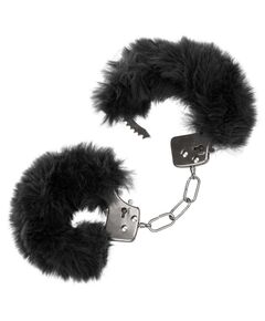 Металлические наручники с мехом Ultra Fluffy Furry Cuffs, Длина: 27.25, Цвет: черный, фото 