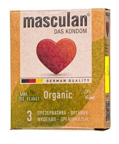 Экологически чистые презервативы Masculan Organic, Длина: 18.50, Объем: 3 шт., фото 