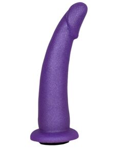 Фиолетовая гладкая изогнутая насадка-плаг - 17 см., фото 