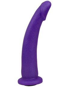 Фиолетовая гладкая изогнутая насадка-плаг - 20 см., фото 