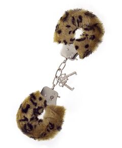 Леопардовые наручники METAL HANDCUFF WITH PLUSH LEOPARD, фото 