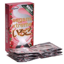 Презервативы Sagami Xtreme Strawberry c ароматом клубники - 10 шт., Объем: 10 шт., фото 