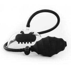 Чёрная вакуумная вибропомпа Vibrating Pussy Pump, Цвет: черный, фото 