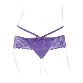 Фиолетовые трусики с вибропулей и пультом Crotchless Panty Thrill-Her, фото 