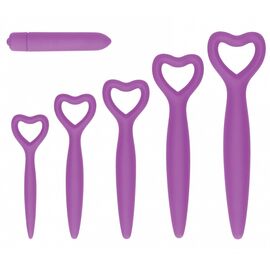 Набор вагинальных расширителей с вибропулей Silicone Vaginal Dilator Set, Цвет: фиолетовый, фото 