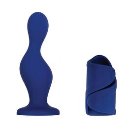 Мужской набор в синем цвете In s & Out s: вибромастурбатор и анальный плаг, фото 