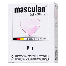 Супертонкие презервативы Masculan Pur, Длина: 18.50, Объем: 3 шт., фото 