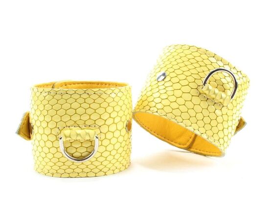 Кожаные наручники "Желтый питон", фото 