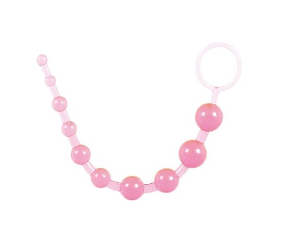 Розовая анальная цепочка из 10 шариков - 25 см., фото 