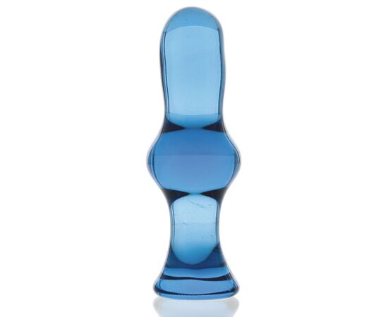 Голубая стеклянная анальная втулка - 12 см., фото 