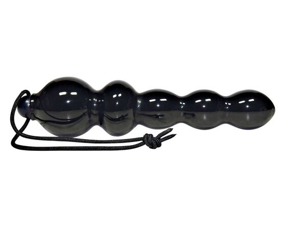 Чёрная анальная ёлочка с петелькой - 18 см., фото 