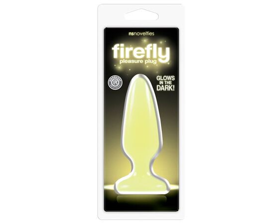Желтая, светящаяся в темноте анальная пробка Firefly Pleasure Plug Medium Yellow - 12,7 см., фото 