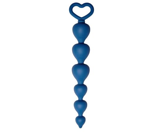 Синяя анальная цепочка Heart Ray - 17,5 см., фото 