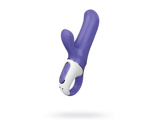 Фиолетовый вибратор Satisfyer Vibes Magic Bunny с клиторальным отростком - 17,6 см., фото 